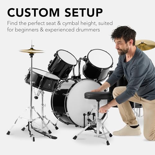 Best Choice Products 5-Piece Full Size Complete Adult Drum Set w/Cymbal Stands, Stool, Drum Pedal, Sticks, Floor Tom - Dark Blue Sparkle
