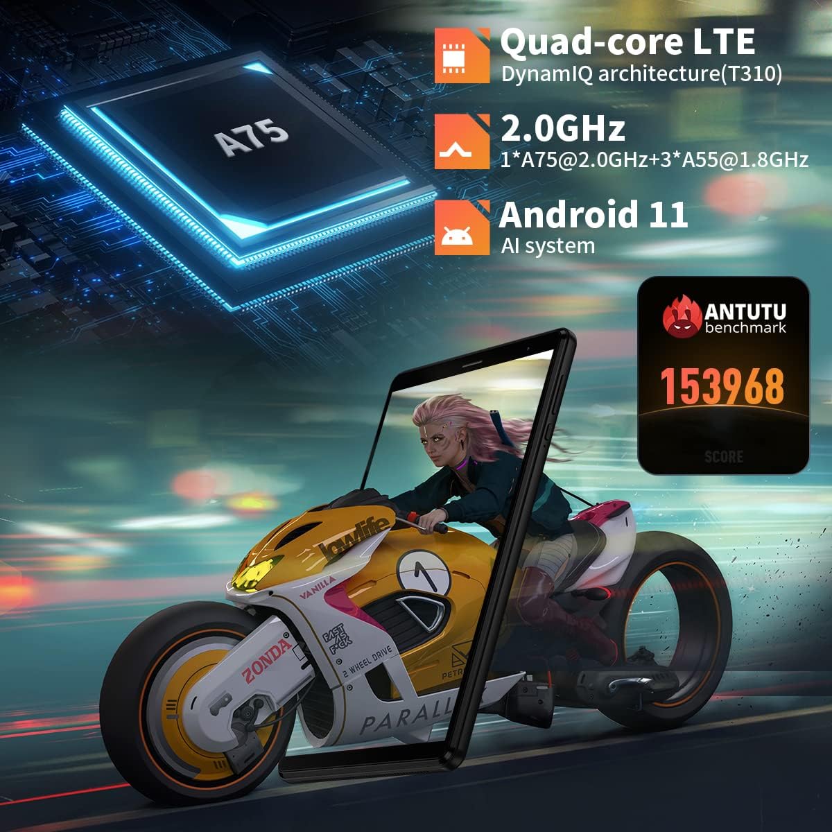 Headwolf Fpad1 Tablet, 8 inch Android 11 Tablets,Quad-Core Processor,3GB RAM 64GB ROM,512GB Expand,800 * 1280 HD Display, Long Battery Life, Dual Camera, 2.4G+5G WiFi, BT 5.0