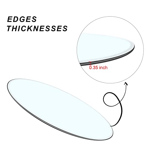 48" Tempered Glass Table Top Round Transparent Table Surface 3/8'' Thick Pencil Polished Edge Multipurpose for Dining Table, Coffee Table, Restaurant Table (48 inch)
