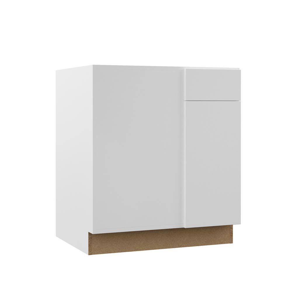 Hampton Bay Designer Series Edgeley Assembled 30x34.5x23.75 in. Blind Corner Base Kitchen Cabinet in White