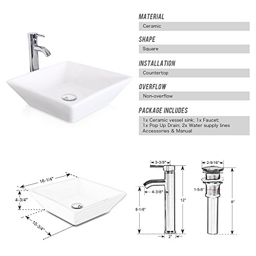 60" Double Vanity (2 * 24" Vanity,2* Porcelain Vessel Basin Sink,1 * 12" Side Cabinets),Double Bathroom Vanity Top with Porcelain White Sink,1.5 GPM Faucet/Drain Parts/Mirror Includes