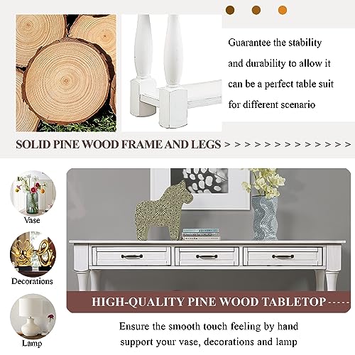 Merax Long Console Table with 3 Drawers and 1 Bottom Shelf, 63" Sofa Table for Entryway, Light Espresso