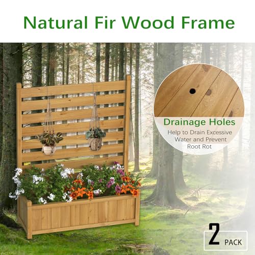 GDLF Air Conditioner Fence Outdoor Wood Privacy Screen with Planter Box for Trash Can Pool Equipment No-Dig Kit