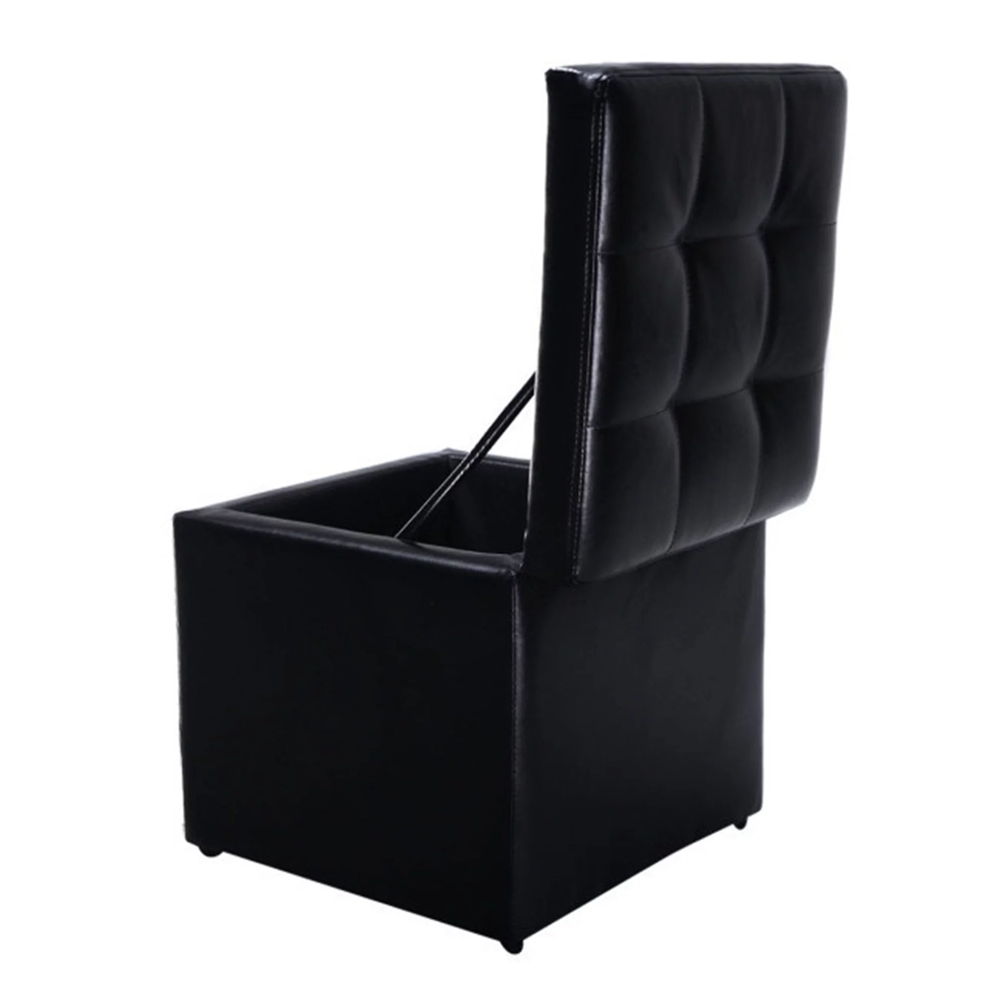 BESTCOSTY Ottoman Pouffe Storage Box Lounge Seat Footstools 16 Inch PU leather Black
