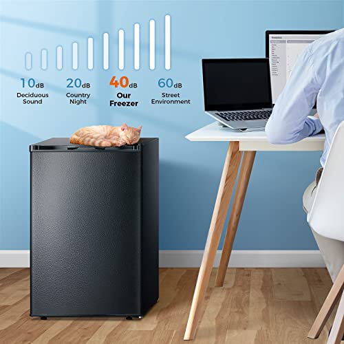 Kismile Compact Upright Freezer with Reversible Single Door,Removable Shelves Mini Freezer with Adjustable Thermostat for Home/Kitchen/Office