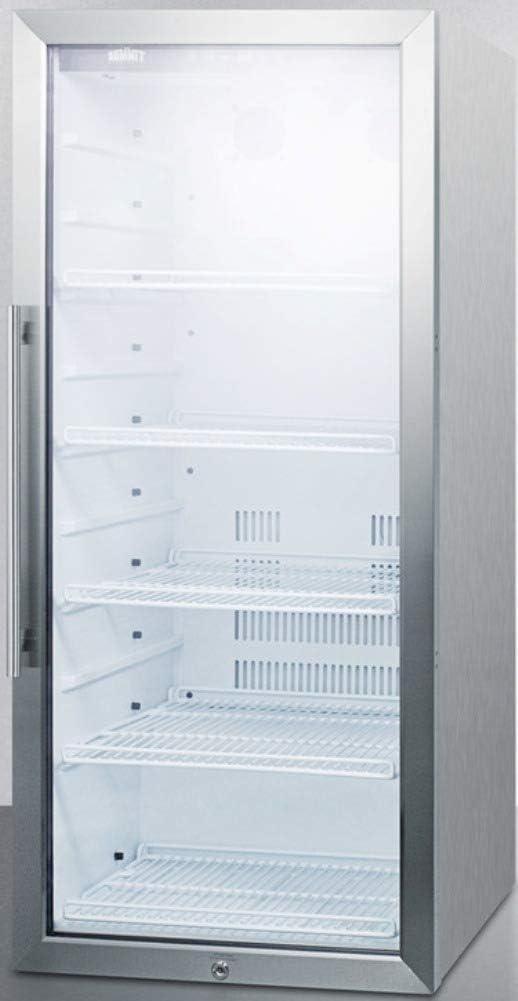 Summit Appliance SCR1006CSS Commercial Glass Door 22" Wide Beverage Merchandiser with Digital Controls, Auto Defrost, Digital Thermostat, LED Lighting, Lock and Stainless Steel Wrapped Cabinet