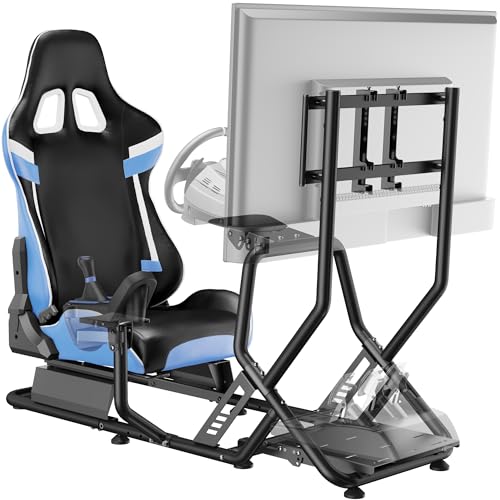 ARES WING Racing Simulator Cockpit with Monitor Mount and Seat, Formula and GT Sim Racing Cockpit Compatible with Fanatec, Thrustmaster, Logitech, Moza Racing Games on PS5, PS4, Xbox and PC