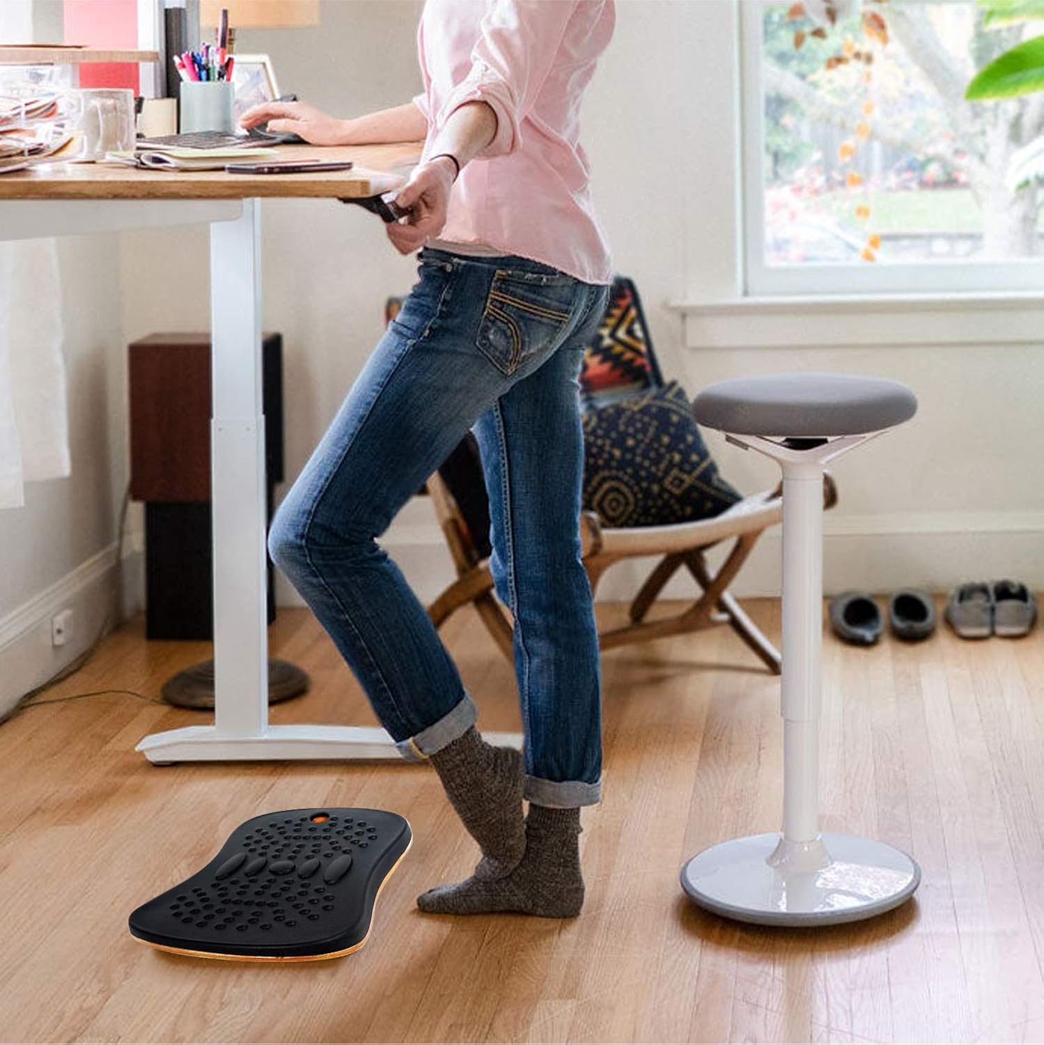 Yes4All Wobble Balance Board for Standing Desk/Anti-Fatigue Office Foam Pad - Standing Desk Mats, Rocker Board, Anti-Fatigue Foam Mat, Office Accessories, Wobble Board Pack of 2