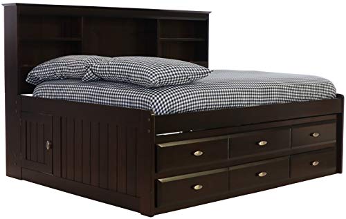 Discovery World Furniture Bookcase Daybed with 6 Drawers, Full, Espresso