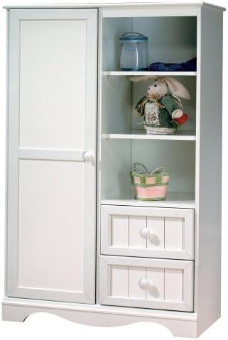 Eclectic Elegance Armoire with Drawers for Kid's Room, Pure White - 18.75" D x 33" W x 48.75" H, Adjustable with 2 Doors and 2 Drawers