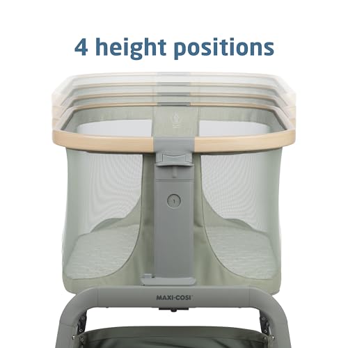 Maxi-Cosi Iora Bassinet Classic Oat: Portable Baby Bassinet, Infant Bedside Sleeper Crib, Height Adjustable, Breathable Mesh, Large Storage Basket