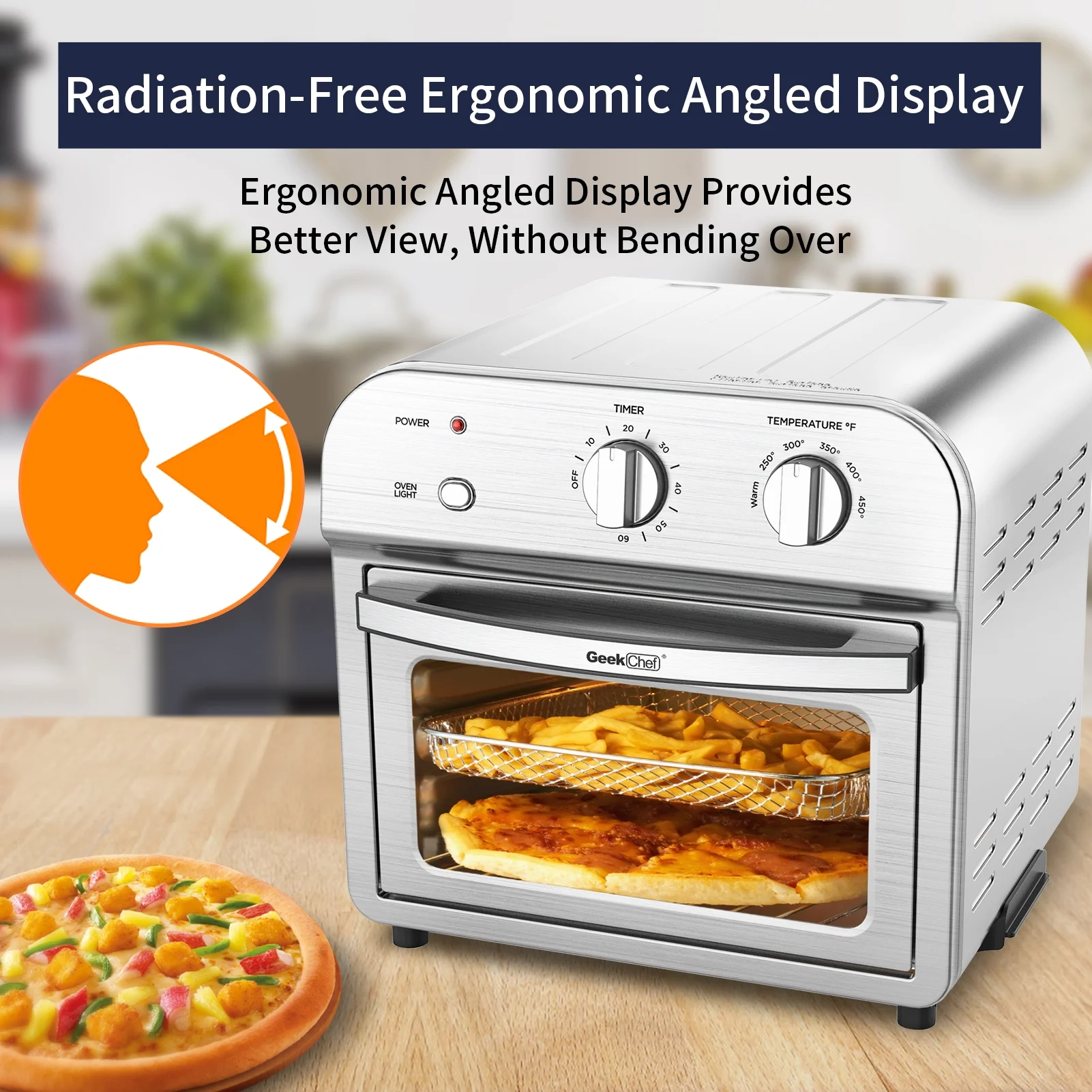 11Qt/1500W Air Fryer Oven, 10 Liter Air Fryer Toaster Oven Combo with Roast, Bake, Broil, Reheat, Fry Oil-Free, Accessories Included, Easy Clean, Stainless Steel