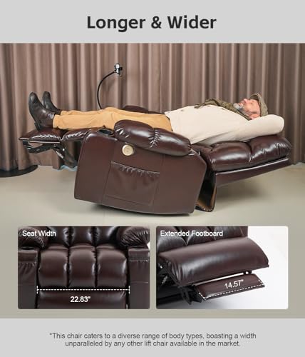 Dual Motor Massage and Heat Power Lift Recliner Chair for Elderly with Cupholder, Wireless Charging, and USB Ports | Infinite Position Reclining Chair (Fabric, Grey)