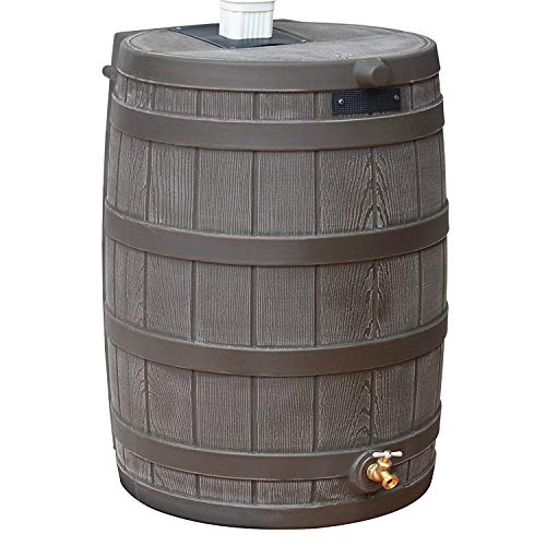 Good Ideas Rain Wizard Water Storage Collection Barrel with Brass Spigot, Safety Screen, and 50 Gallon Capacity, Green (3 Pack)