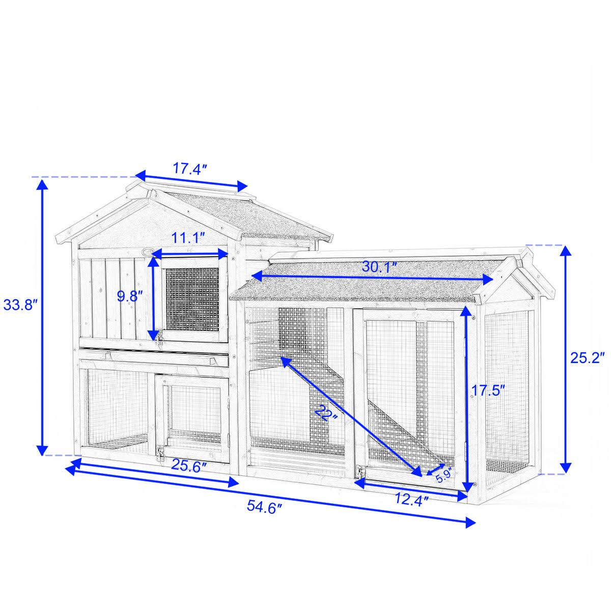 coziwow 2 Story Outdoor Wooden Chicken Coop Rabbit Hutch House Small Pet Poultry Cage-Orange