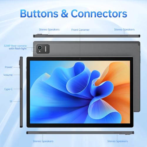 Tablet 14 Inch Android 13 Tablet, Large Tablet with 1200P IPS HD Big Screen, 8Core, 6GB+128GB, Wi-Fi 5, Max 256G TF Card Support, 10000mAh All-Day Battery Life, 5MP + 32MP Cameras-Space Gray