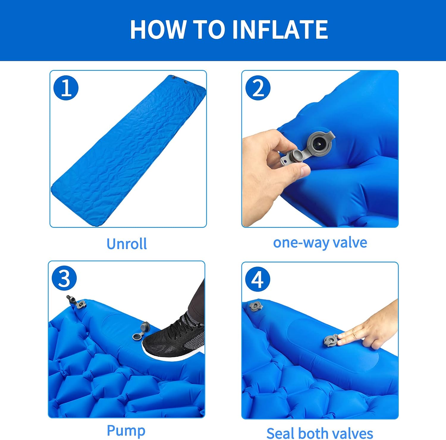 Camping Sleeping Pad, Ultralight Sleeping Mat for Backpacking, Hiking Air Mattress - Extra Long, Lightweight, Inflatable & Compact Camp Sleep Mat, Inflating Camping Pads