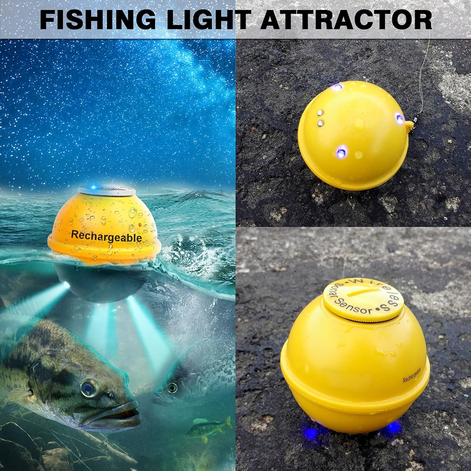 LUCKYLAKER Sonar Kayak Fish Finder Portable Water Handheld Depth Finder Boat Transducer Wireless Fish Finders Sea LCD Screen Fishing Pack of 2