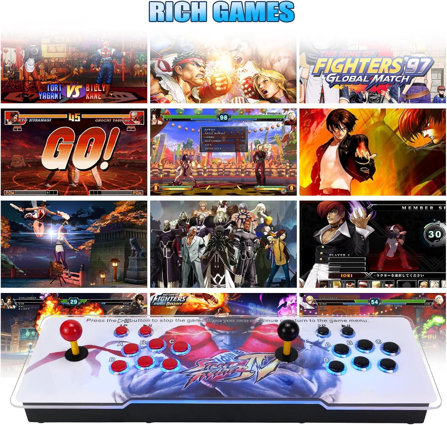 3D Arcade Game Console - 3800 Games Installed, Search Games, Support 50 3D Games, 1280x720P, Favorite List, 4 Players Online Game, 2 Player Game Controls,Rocker Retro (Red and White)