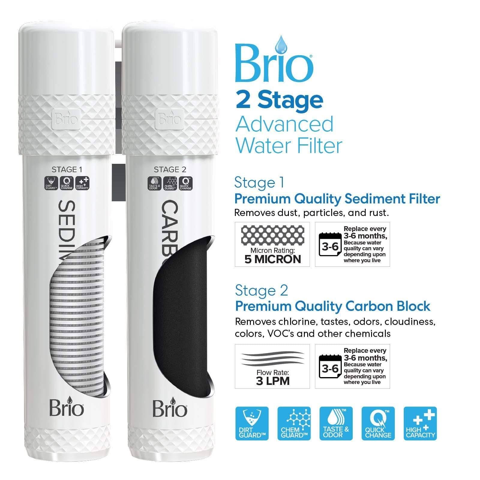 Brio Countertop Self Cleaning Bottleless Water Cooler Dispenser with Filtration - Hot Cold and Room Temperature Water. Free Extr