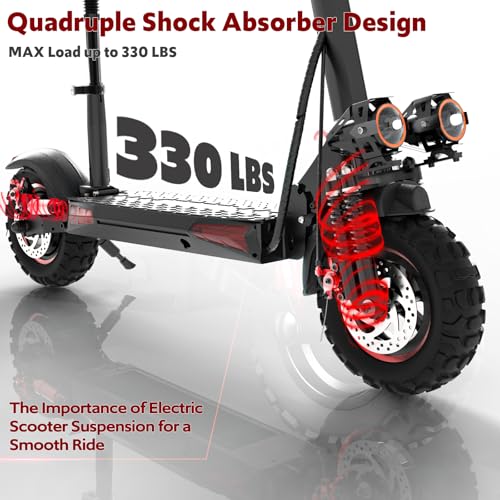 Off Road Electric Scooter Adults, 800/1200W Motor, 48V 15/18/21AH Battery, 11" All-Terrain Tires, Heavy Duty E-Scooter with Dual Suspension with Seat