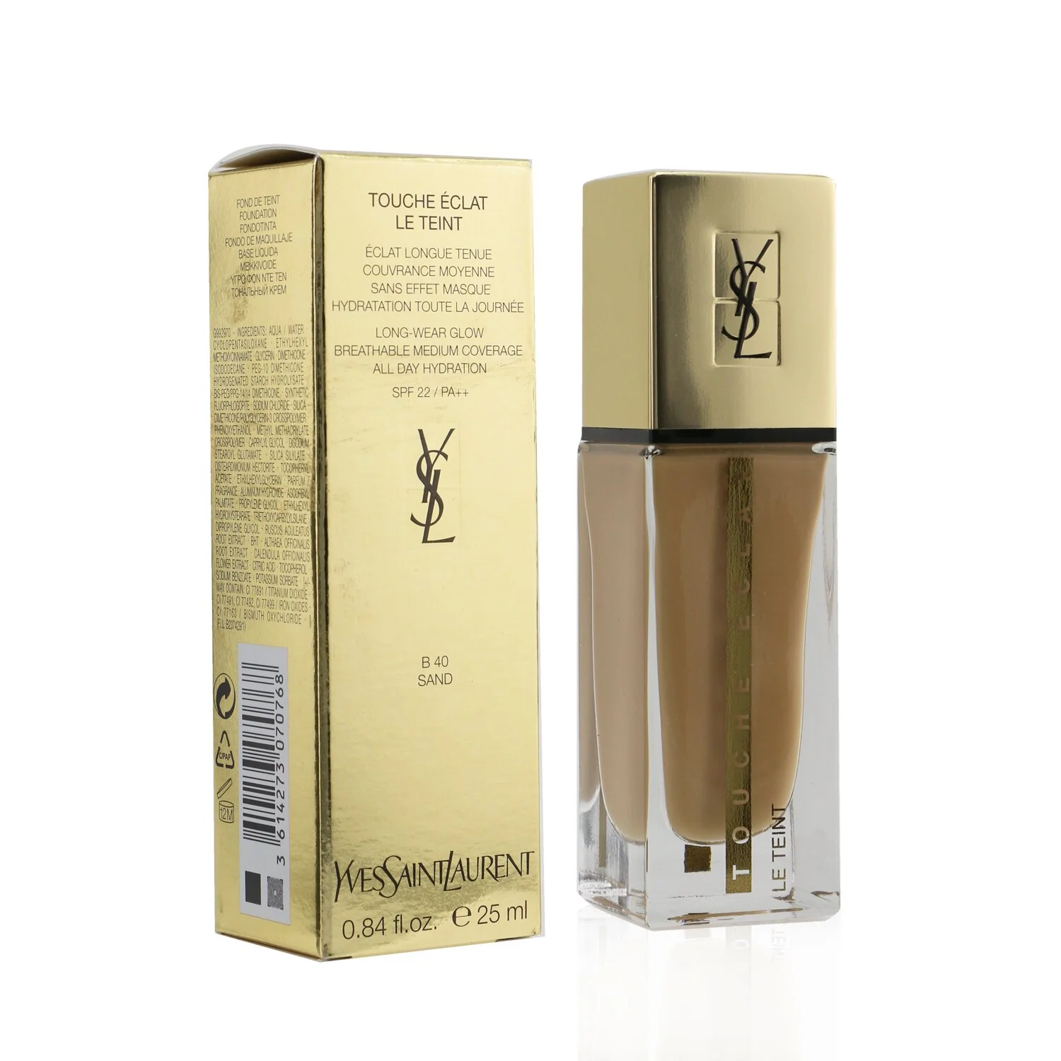 Yves Saint Laurent Touche Eclat Le Teint Long Wear Glow Foundation SPF22 - # B50 Honey  25ml/0.84oz