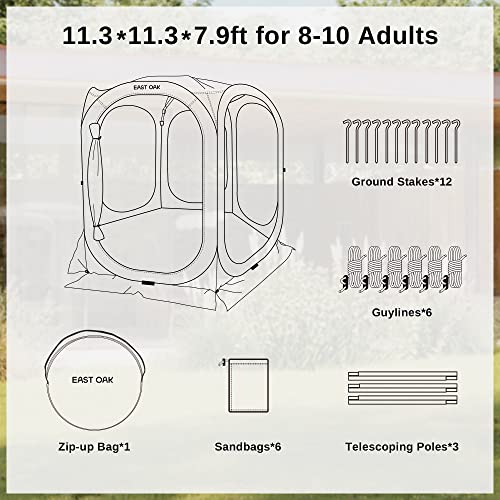 EAST OAK Screen House Tent Pop-Up, Portable Screen Room Canopy Instant Screen Tent 10 x 10 FT with Carry Bag for Patio, Backyard, Deck & Outdoor Activities, Beige