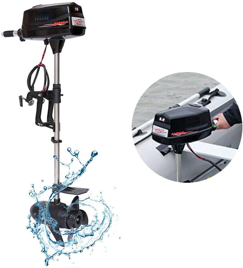 10HP Electric Outboard Motor Brushless Boat Engine Tiller Control Heavy Duty Outboard Trolling Motor 60V 2200W Fishing Boat Engine for Kayak Fishing Boat Canoe Trolling Propeller