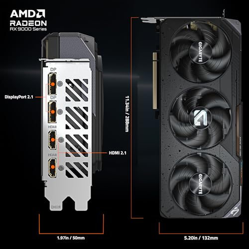 GIGABYTE Radeon RX 9070 Gaming OC 16G Graphics Card, PCIe 5.0, 16GB GDDR6, GV-R9070GAMING OC-16GD Video Card