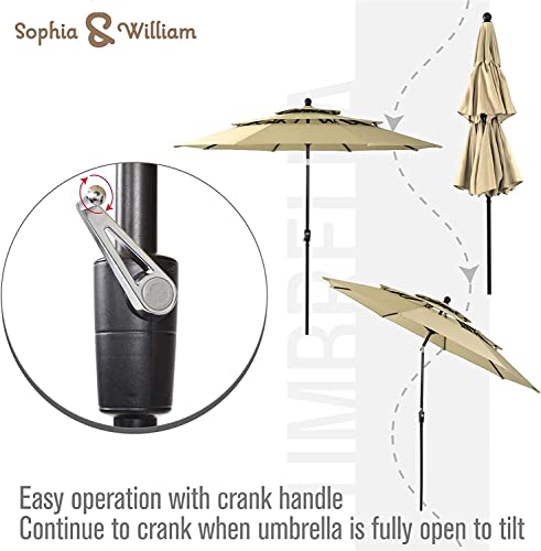 Sophia & William Patio set with Umbrella 8 Pieces Outdoor Dining Set for 6 with 13ft Double-Sided Patio Umbrella Beige, 6 x Swivel Patio Chairs, 1 Metal Table for Lawn Garden