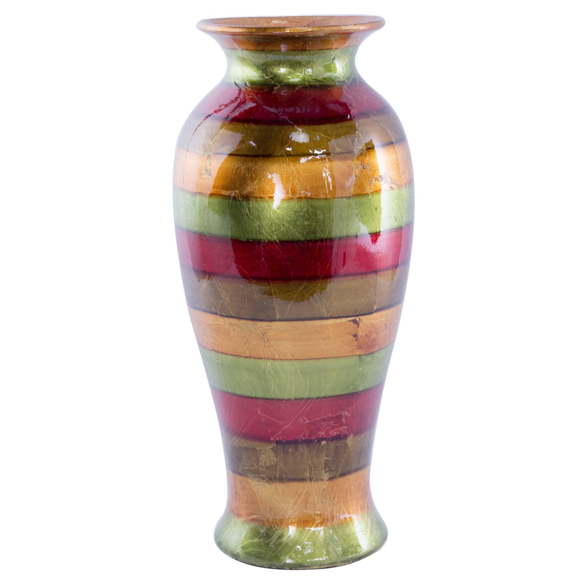 Red and Orange Ceramic Ombre Lacquered Ceramic Vase
