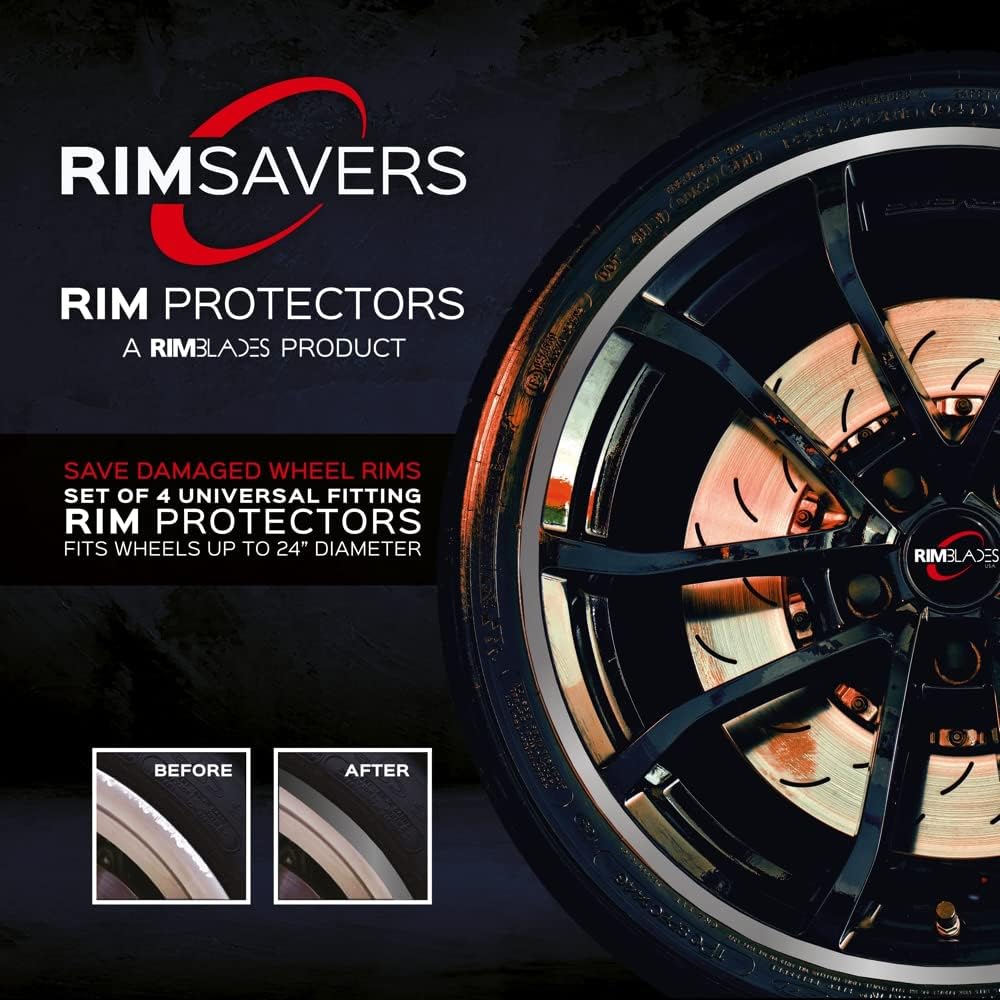 RimSavers RimBlades USA (Yellow) Wheel Rim Protectors Guard Alloy Wheel from Curb Rash – Set of 4 Rim Protectors Easy to Install
