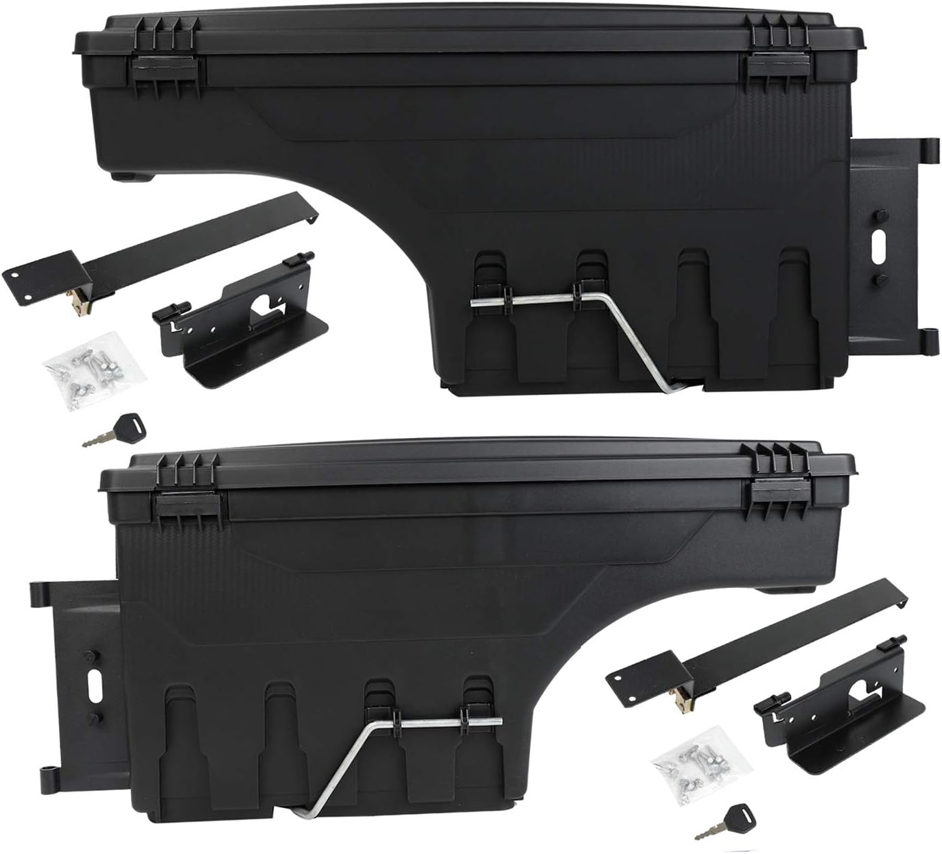 LucaSng Truck Bed Wheel Well Storage Case Tool Box Compatible with Dodge Ram 1500 2500 3500 2002-2018 Rear Driver & Passenger Side Black Lockable Storage Box Unit One Pair