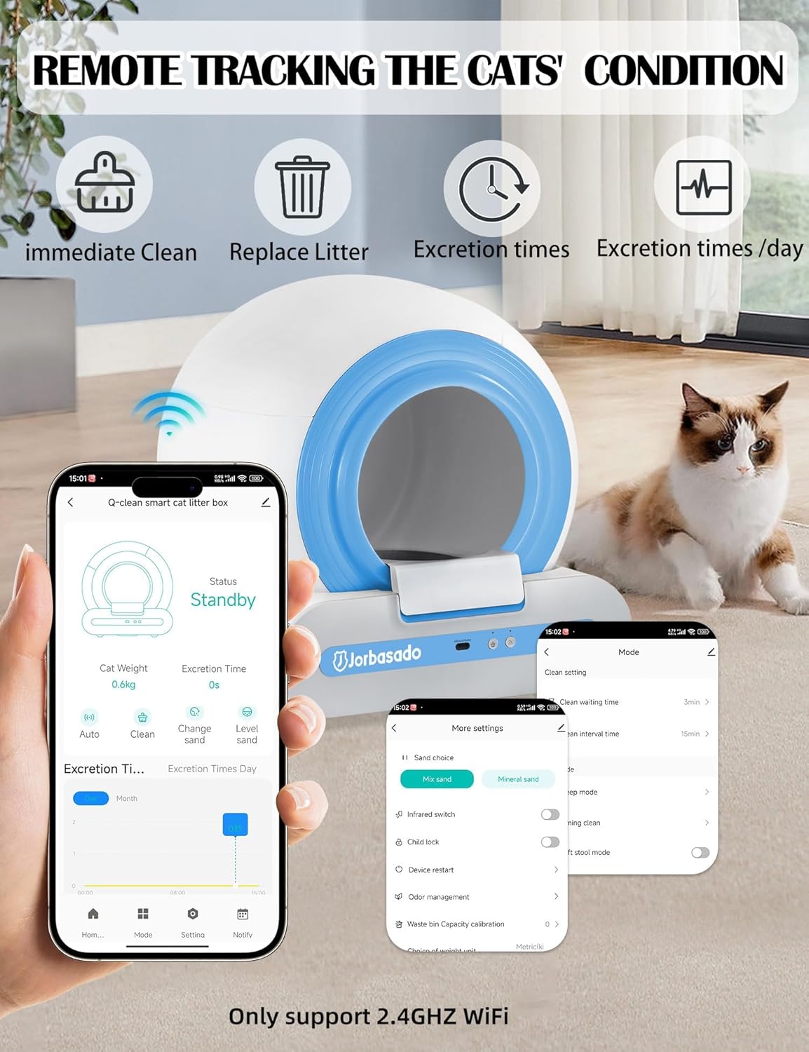 Self Cleaning Litter Box Automatic Cat Litter Box Self Cleaning with APP Odor Control Cat Litter Box Automatic Cleaning for Multiple Cats Families