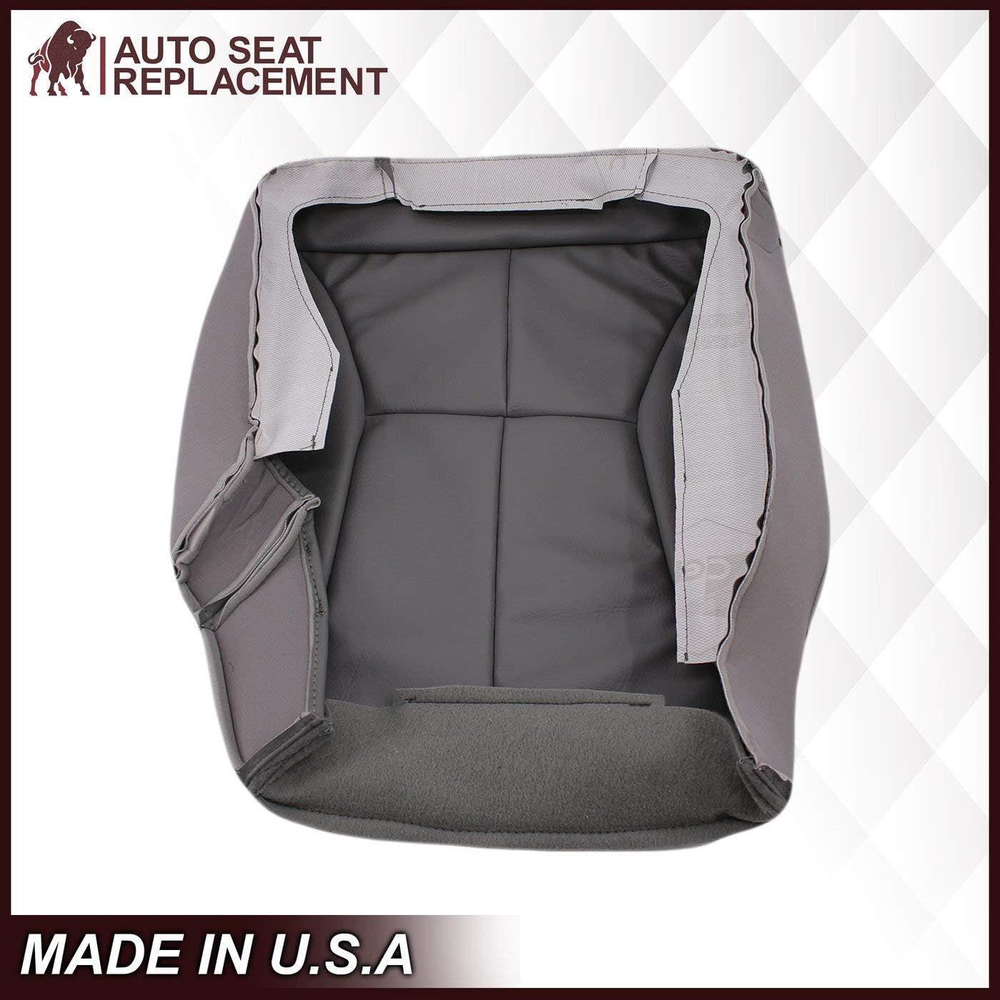 1998 1999 2000 2001 2002 Dodge Ram 1500 2500 3500 Replacement Seat Cover, Synthetic Leather Seat Cover Replacement for Dodge Ram Laramie SLT (Driver Bottom, Mist Gray (Light Gray))