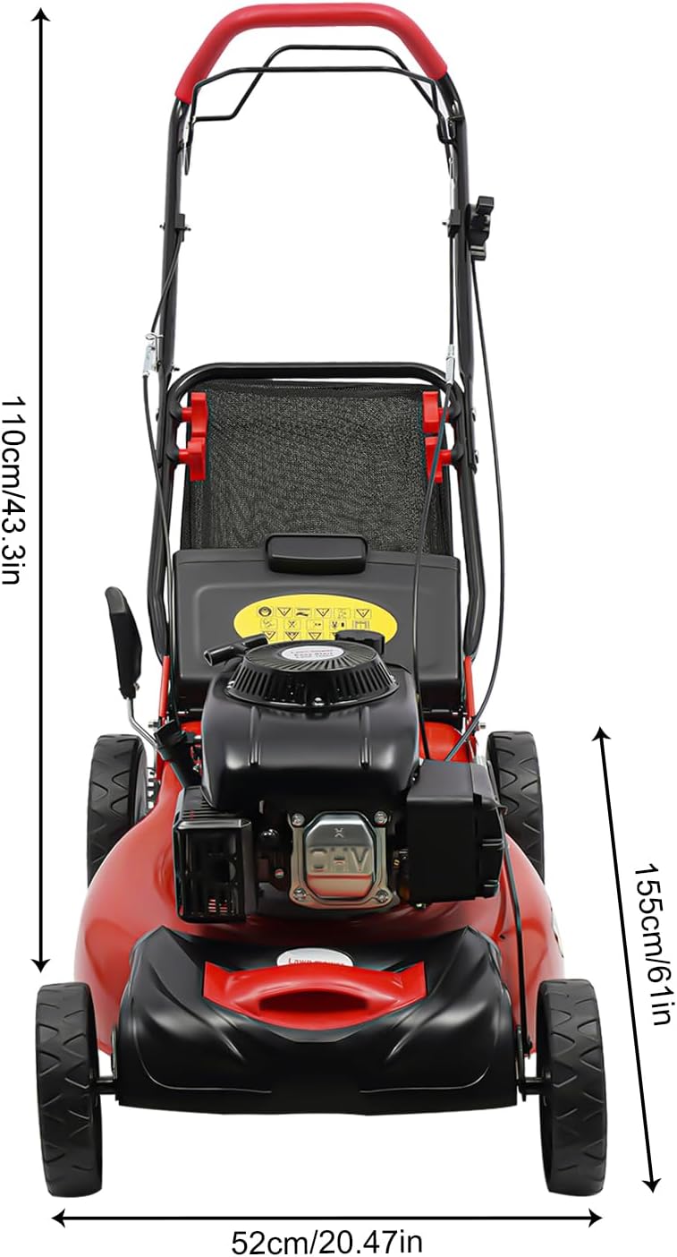 Lawn Mower Gas Lawn Mower Self Propelled 20-inch & 140cc 4-Stroke Engine Self-Propelled Gas Powered Lawn Mower w/Bagger Gas Mower, 8 Adjustable Heights for Small to Medium Sized Yards