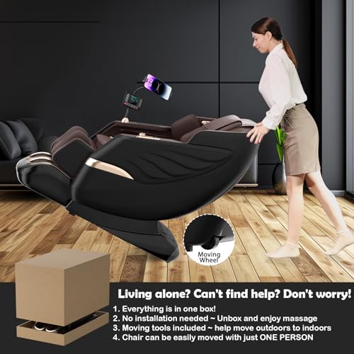 2024 Massage Chair Full Body with Heat,Full Body Zero Gravity SL-Track Shiatsu Massage Chair,Shiatsu Massage Recliner Chair with AI Control,Body Scan,Wireless Phone Charger