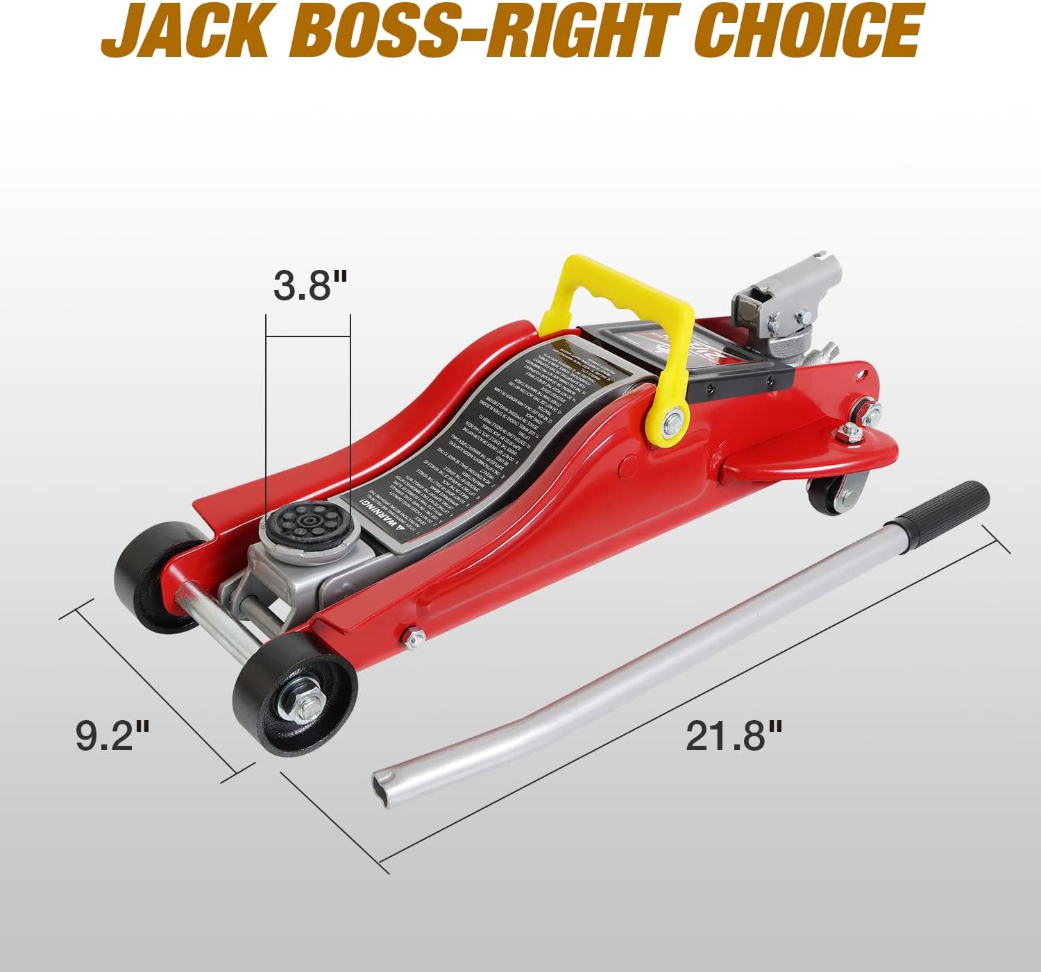 JackBoss Torin Hydraulic Low Profile Floor Jack 2.5 Ton (5,000 lb) Capacity Trolley Jack with Quick Lift Pump and Portable Storage Case, Red, T825010