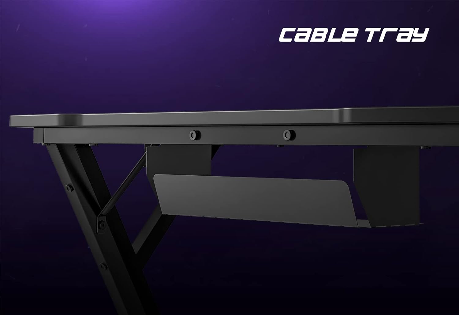 CubiCubi Luna Gaming Desk 47 inch Gamer Workstation, Home Computer Carbon Fiber Surface Gaming Desk PC Table with Cable Tray and Headphone Hook