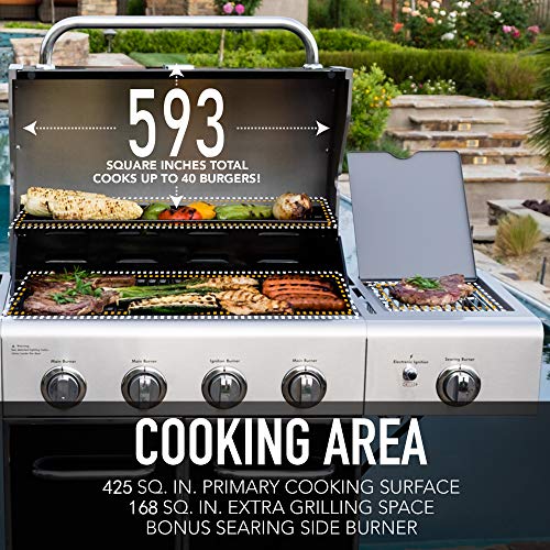 Kenmore PG-A40409S0LB 4 Burner Cabinet Style Propane Gas BBQ Grill with Searing Side Burner, 52000 Total BTU, Black