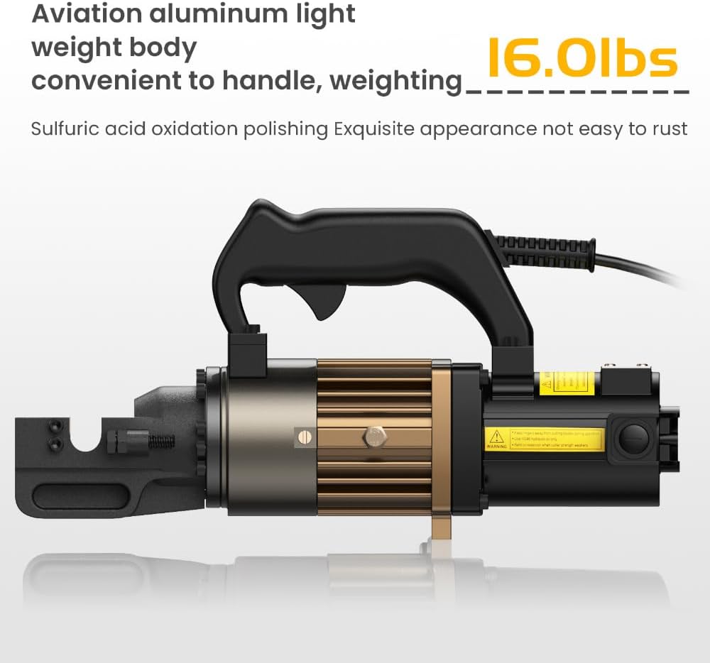 Anbull 900W Electric Hydraulic Rebar Cutter, Cutting up to 5/8 Inch 4-16mm #5 Rebar, with Replaceable Blades, Cutting Speed 2.5-3S, with Lighter Aviation Aluminum-alloy Frame (PC-16#5)