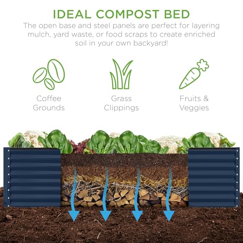 Best Choice Products 8x4x2ft Outdoor Metal Raised Garden Bed, Deep Root Planter Box for Vegetables, Flowers, Herbs, and Succulents w/ 478 Gallon Capacity - Gray
