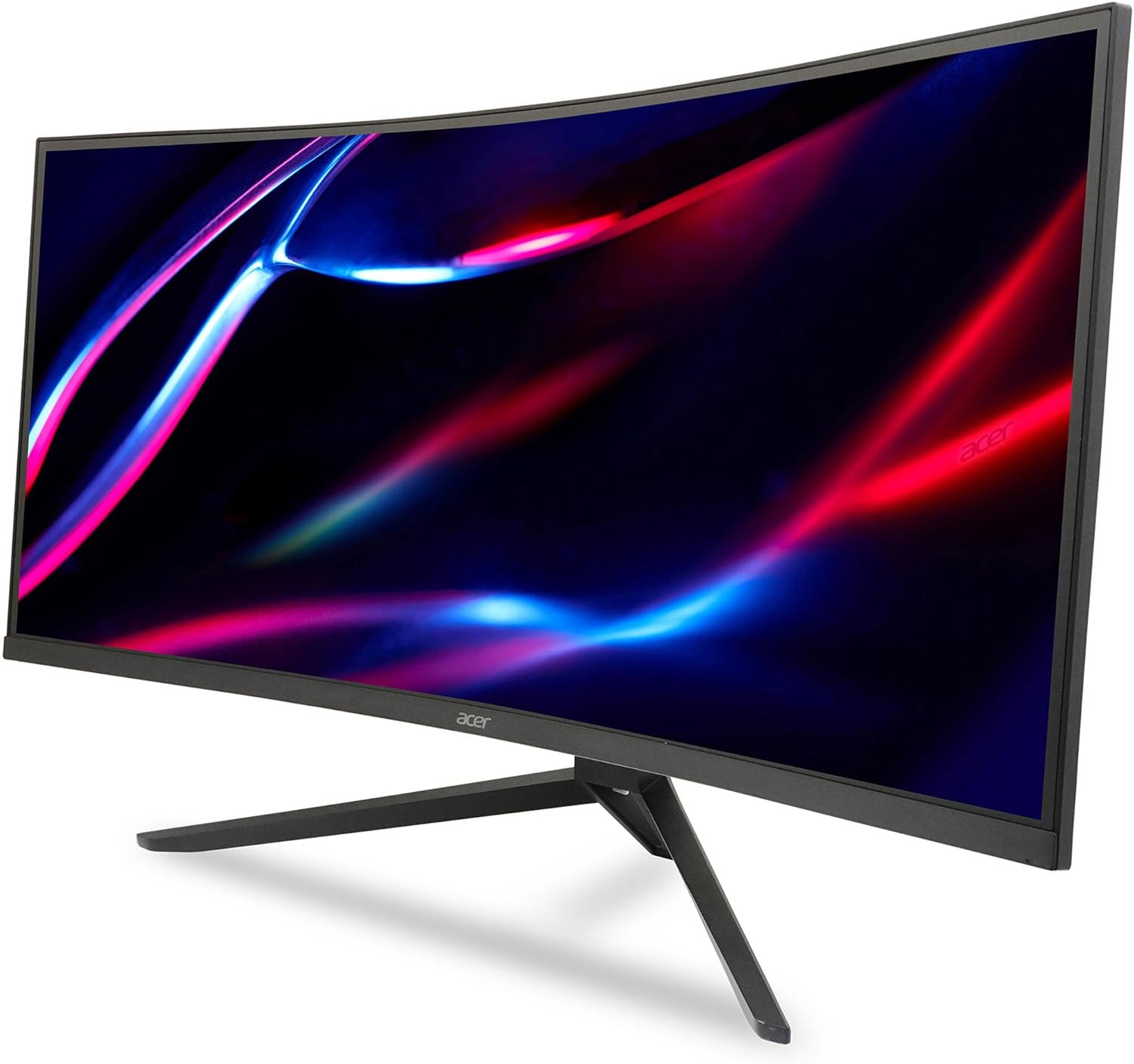acer 34" Curved Ultrawide Gaming Monitor, 3440 x 1440, 165Hz, FreeSync Premium, VA Panel, 300Nit, HDR10, 2X HDMI 2.0, 2X DisplayPort 1.4, Built-in Speakers, UM.CE3AA.V01 (Renewed)