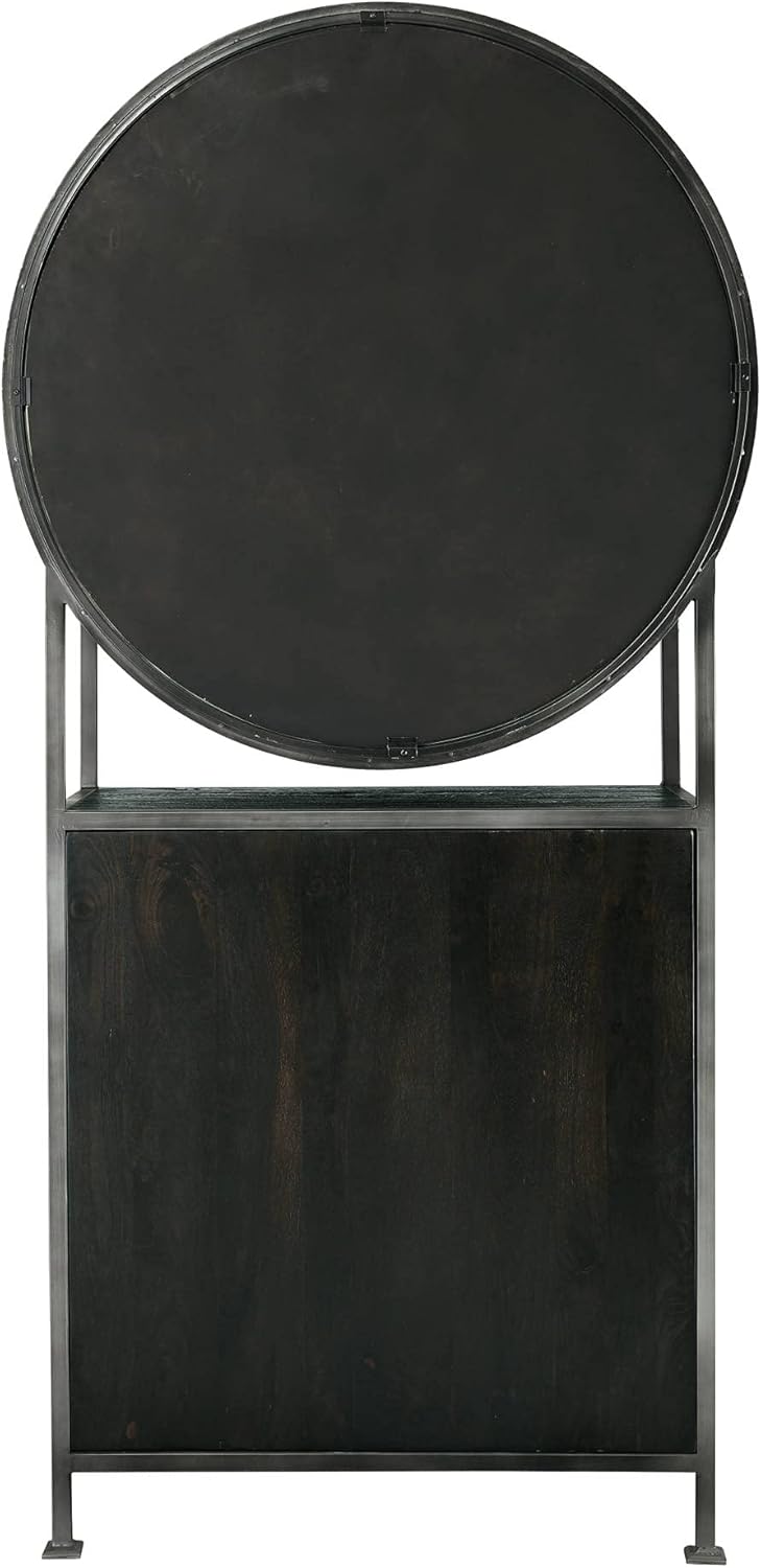 Howard Miller Rob Roy II Wine & Bar Cabinet 695-237 – Aged Mocha Finish, Aged Iron Finished Metal Frame, Home Liquor Storage, Metal Stemware Rack, 19-Bottle Wine Rack