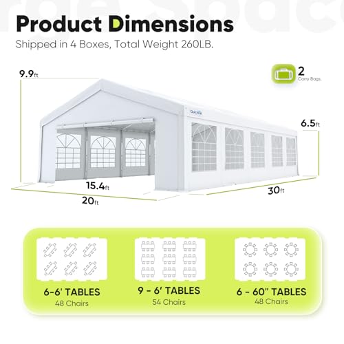 Quictent 20x20 Party Tent Heavy Duty Outdoor Canopy Tent Carport Wedding Event Shelter BBQ Wedding Tents for Parties with Storage Bags(Mesh)