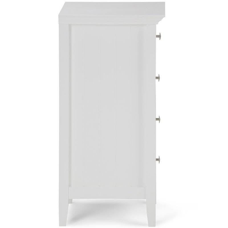 Simpli Home Four Drawer Floor Storage Cabinet in Pure White