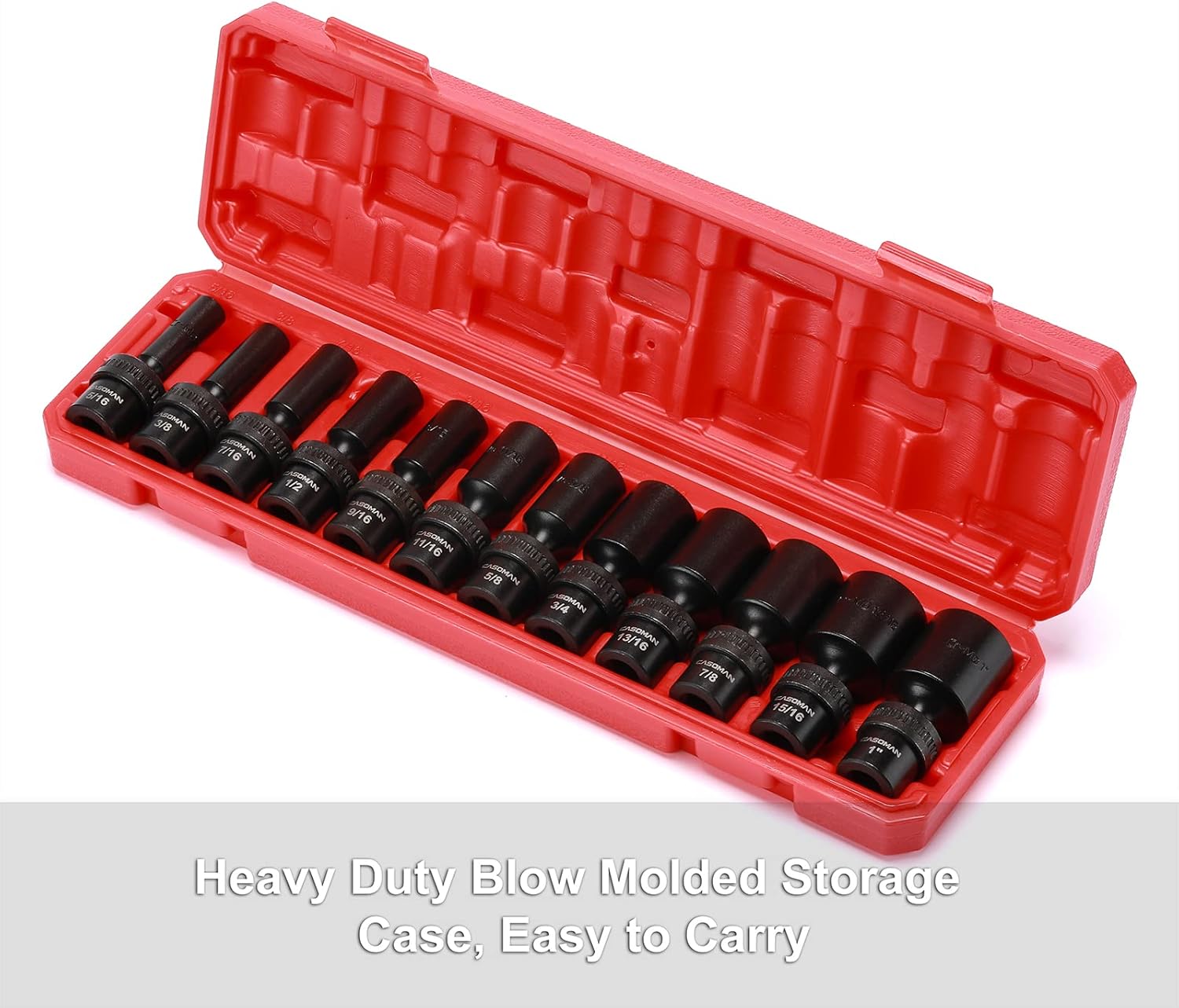 CASOMAN 15 PCS 3/8" Drive Shallow Universal Impact Socket Set, 6 Point, Metric,8-22mm