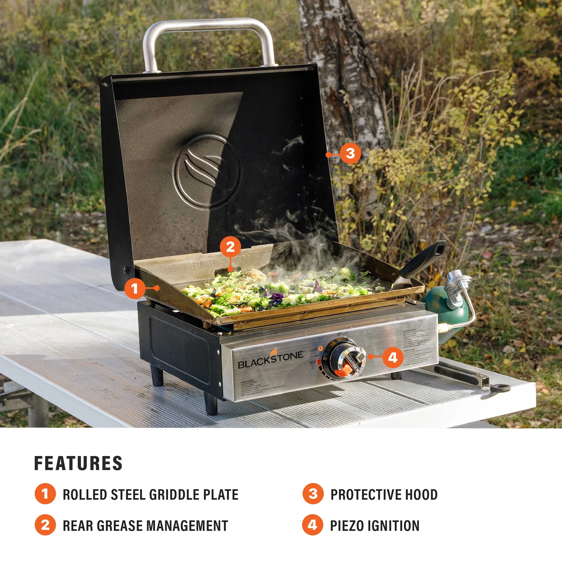 Blackstone 17” Original Tabletop Propane Griddle with Hood