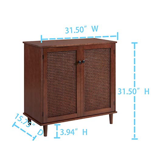 Zouron Entryway Cabinet Wood Accent Storage Cabinet with Metal Handle Doors, Wood Grain Sideboard Buffet Cabinet for Entryway, Hallway Living Room, Free Standing Accent Cabinet, 1 Pcs