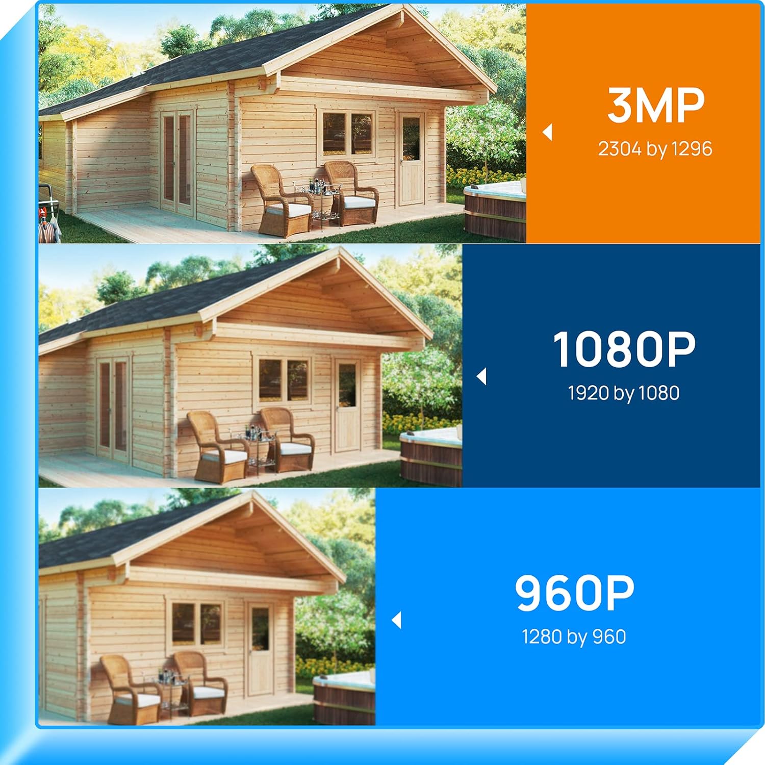 Hiseeu 2K Wireless Security Camera System Outdoor/Indoor 8 CH NVR kit 8Pcs Cameras 3MP WiFi Surveillance Camera for Home Night Vision,Bullet Camera Waterproof, Motion Detection, 3TB Hard Drive